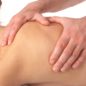 massage of the shoulder with white background
